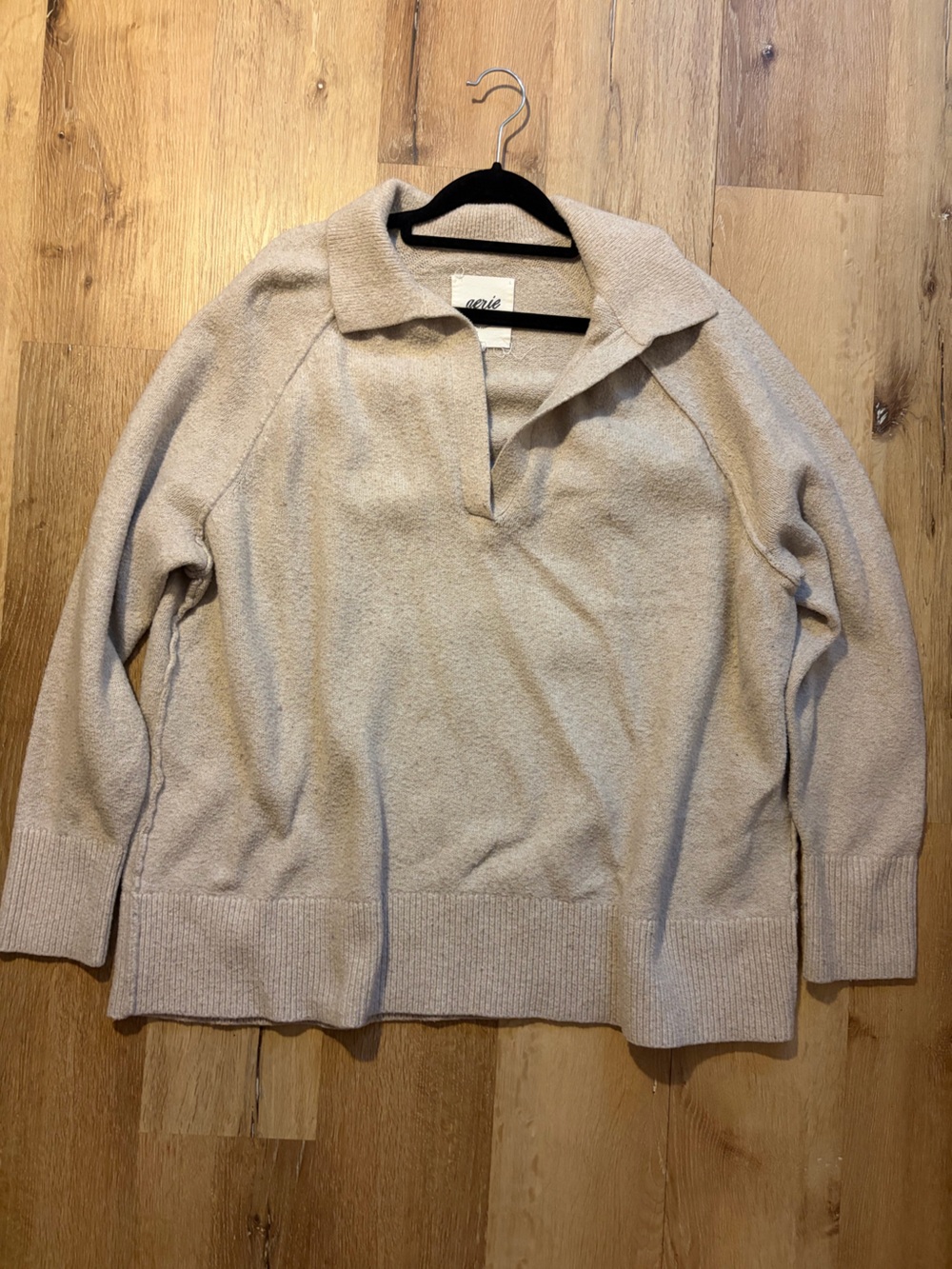 aerie Beige Collar Pullover Sweater